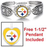 Free Pendant Gift With Pittsburgh Steelers Women'S Sterling Silver Bracelet D3F