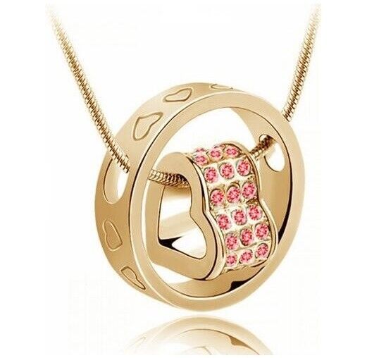 Mothers Day Gift 18k Gold Womens Heart Love Pendant & Snake Chain Necklace D532H