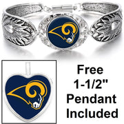 Free Pendant Gift With La Los Angeles Rams Women'S Sterling Silver Bracelet D3F