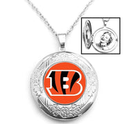 Cincinnati Bengals Womens 925 Silver 20" Link Chain Necklace W/ Photo Locket D16