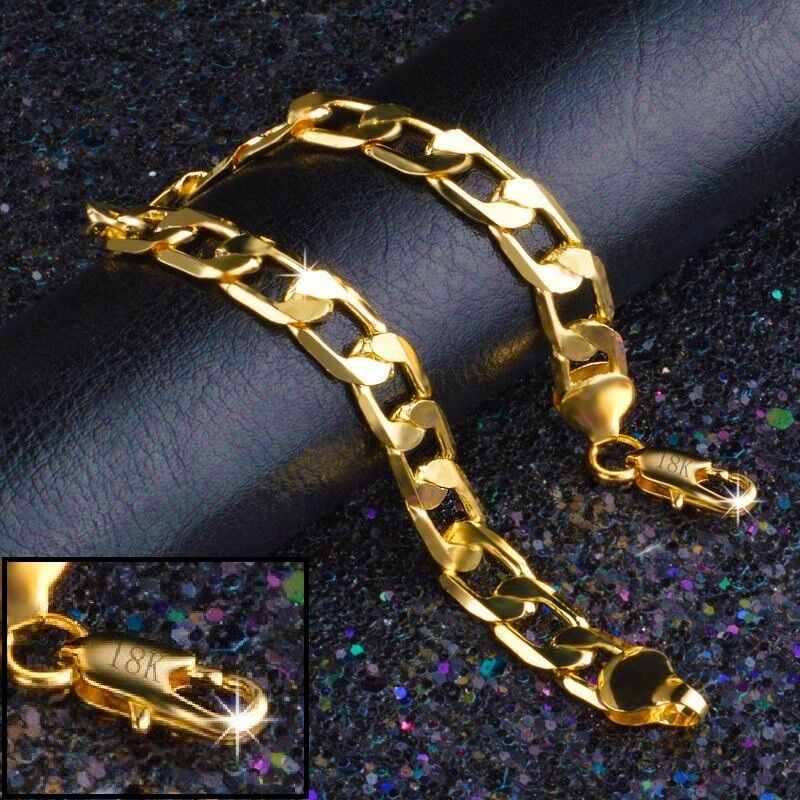 18k Yellow Gold Mens Women's 8mm Curb Link Chain 8" Bracelet w GiftPkg D631