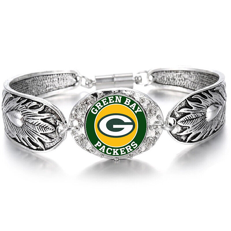 Special Green Bay Packers Women'S Silver Bracelet Football Gift W Gift Pkg D3