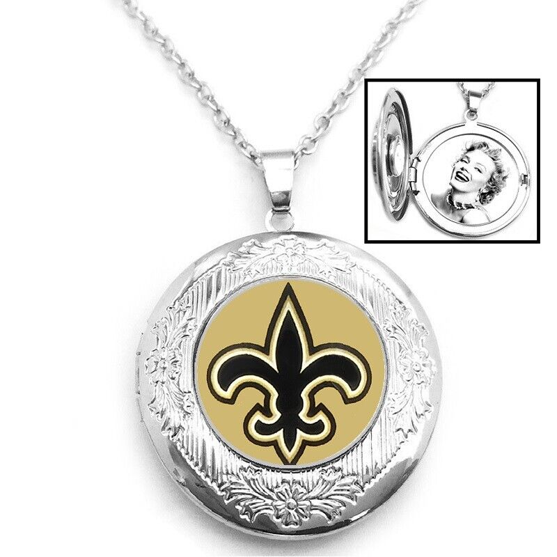 New Orleans Saints Womens 925 Silver 20" Link Chain Necklace W Photo Locket D16