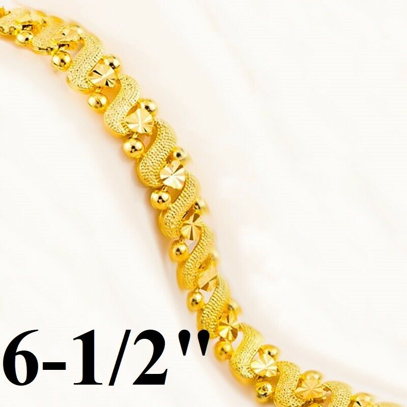 18k Gold Bracelet Womens Teen 5" 6" 6.5" 7" 7.5" 8" Size Heart Chain Linked D899