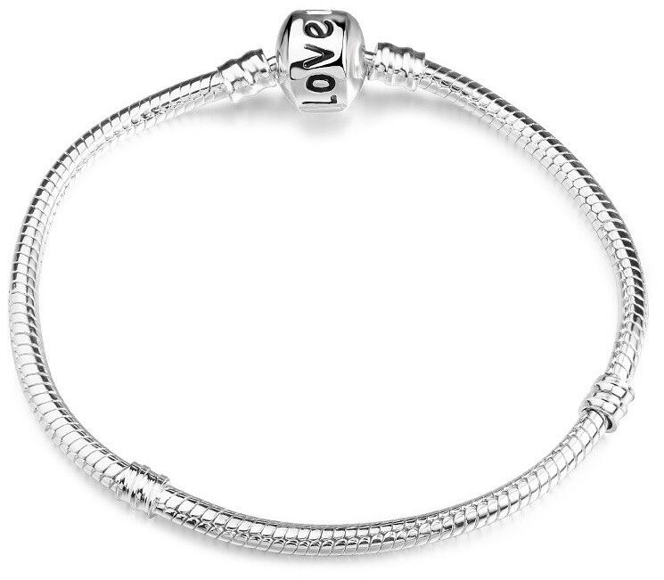 925 Sterling Silver Snake Bracelet Bangle Elegant Chain Fits European Big Hole