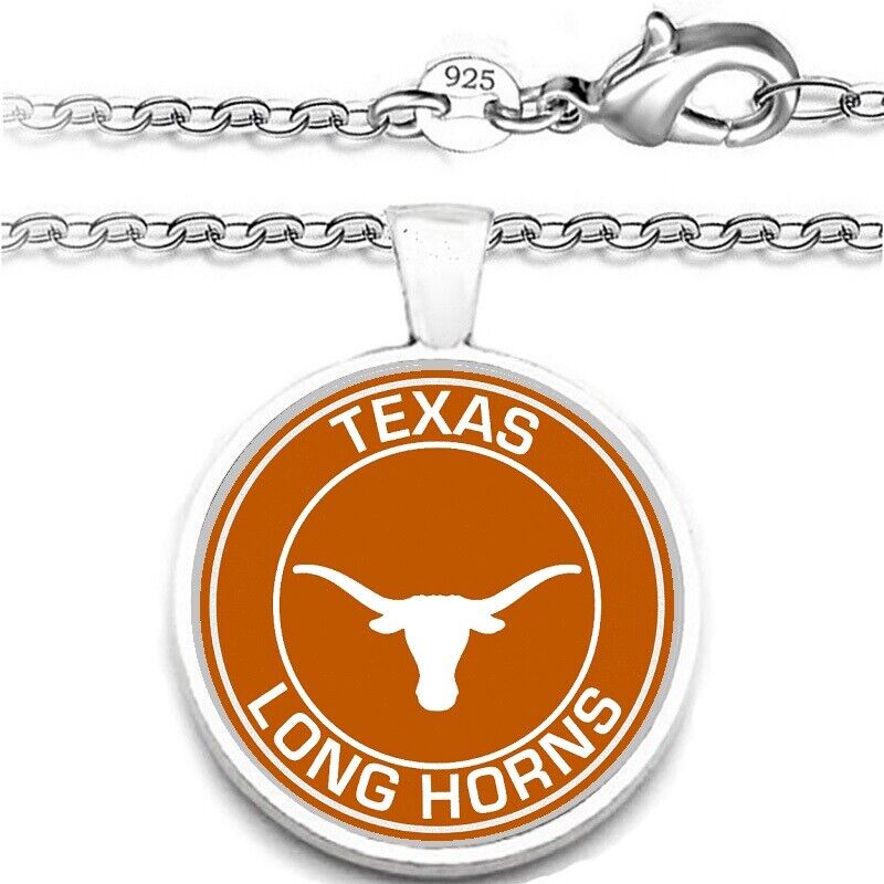 Texas Longhorns Womens Silver Chain Link Necklace With Pendant A1