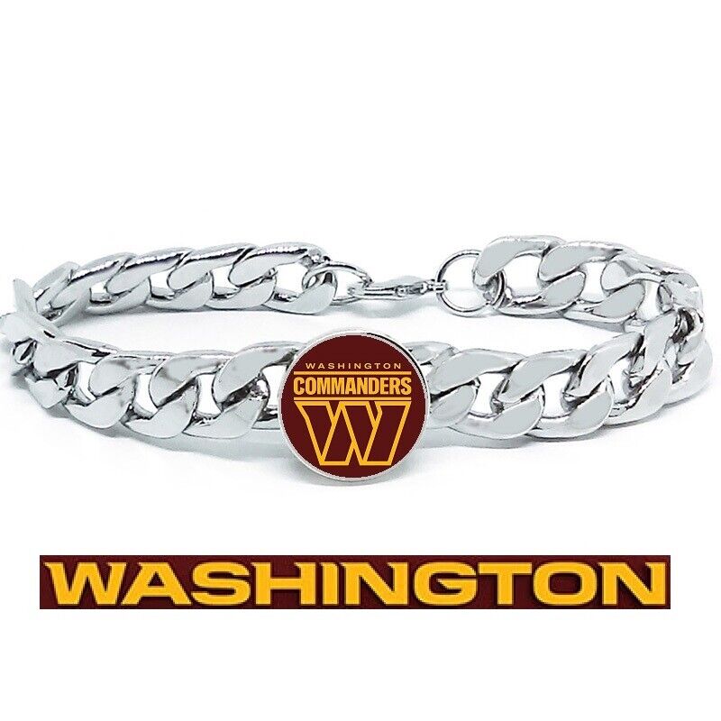 Washington Commanders Wide Mens Womens Curb Link Chain Bracelet +Gift Pkg D4