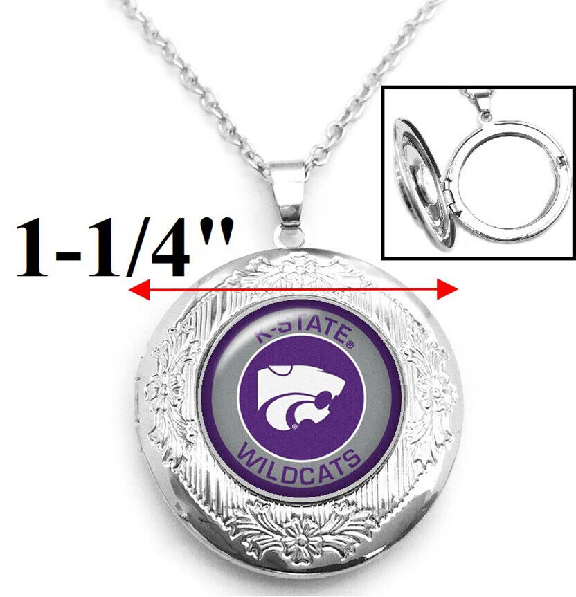 Kansas State Wildcats Womens Sterling Silver Link Chain Necklace, Locket D16