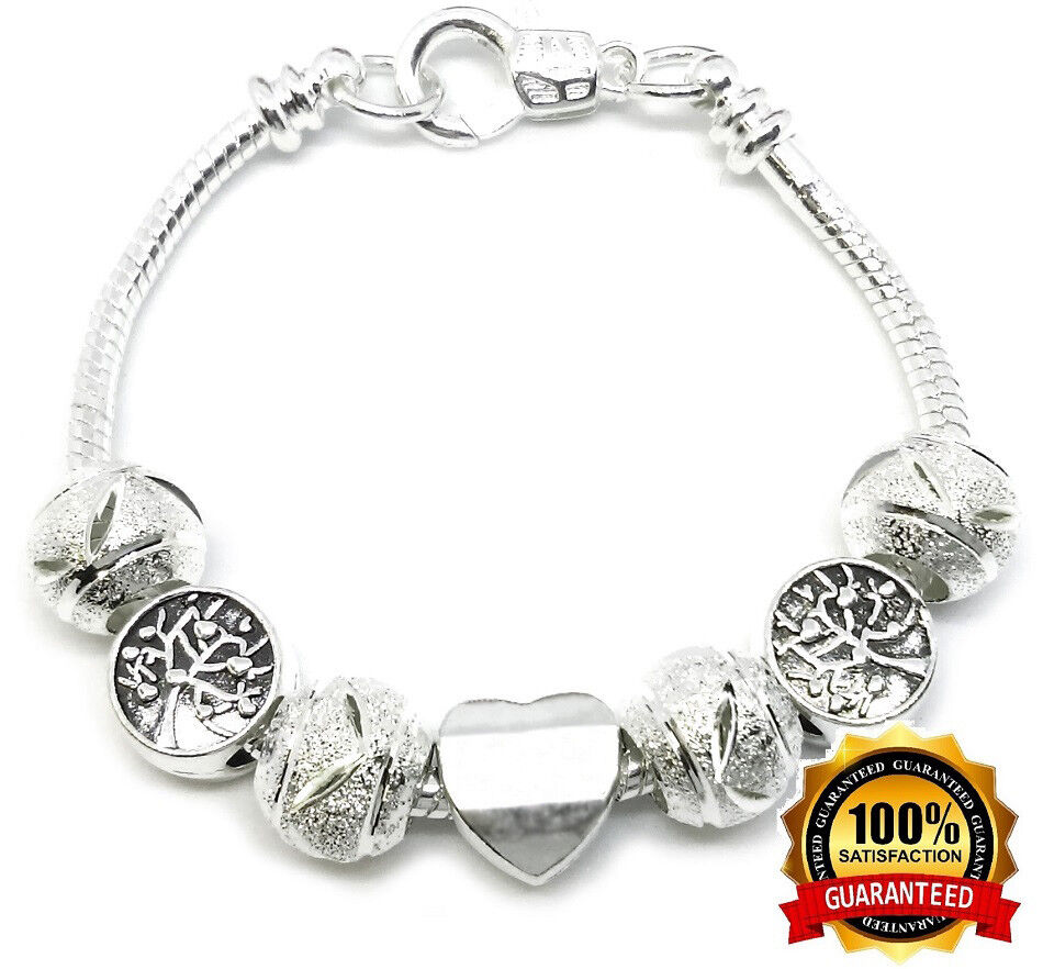 Mothers Moms 925 Sterling Silver TreeOfLife Heart Bracelet Chain Link w Gift Pkg