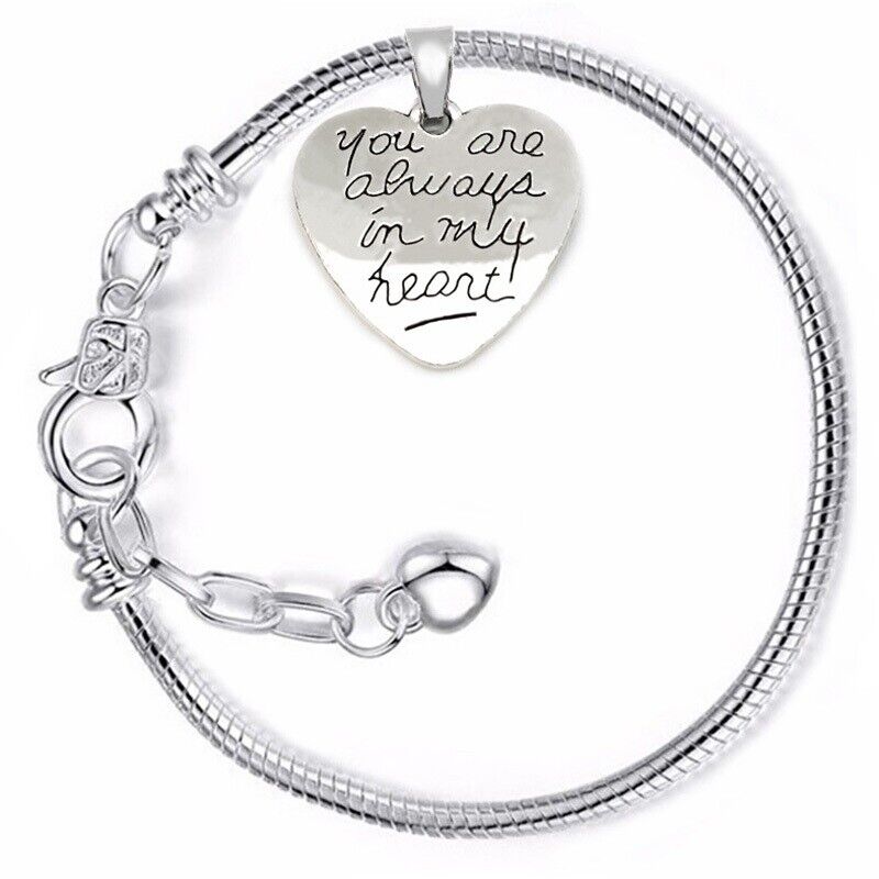 Valentine's Sterling Silver Womens ALWAYS IN MY HEART  Small 7" Bracelet