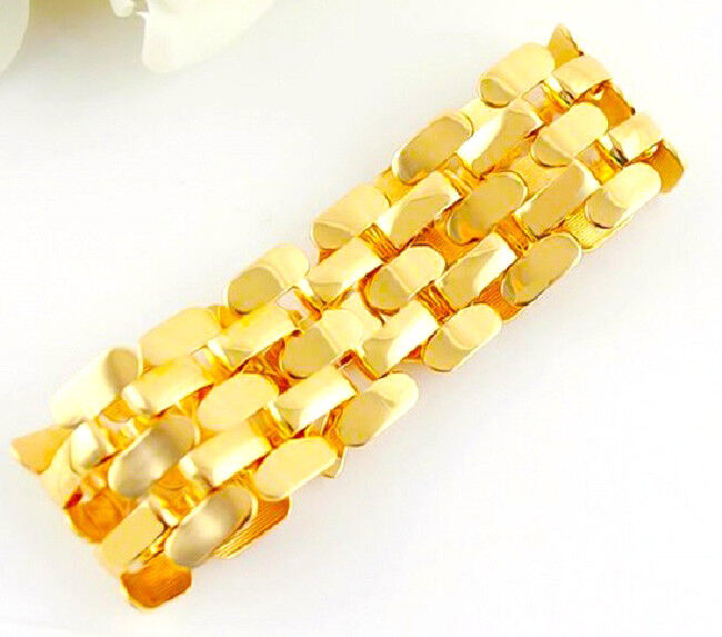 18k Gold Bracelets Womens Opulent Style 1" Link Chain Bracelet w Gift Pkg D470R