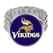 Minnesota Vikings Silver Men'S Women'S Football Ring Fits All Sizes W Gift Pk D2