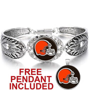 Cleveland Browns Women'S Sterling Silver Bracelet Football Gift W Gift Pkg D3