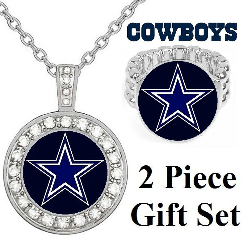 Dallas Cowboys Gift Set Womens 925 Sterling Silver Necklace With Ring D18D2