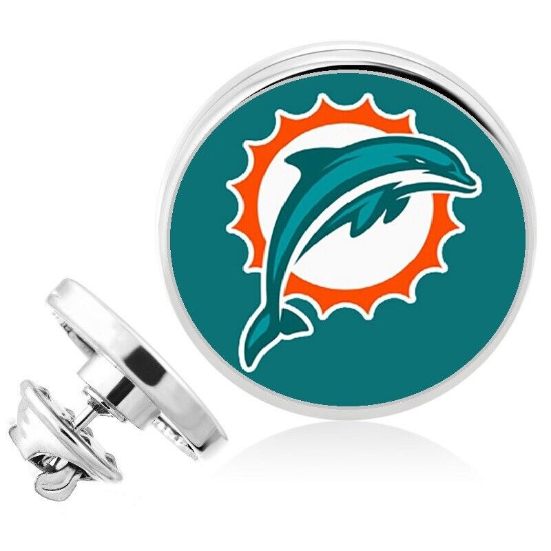 Miami Dolphins Silver Pin Lapel Broach Football Team Gift W Gift Pkg D23