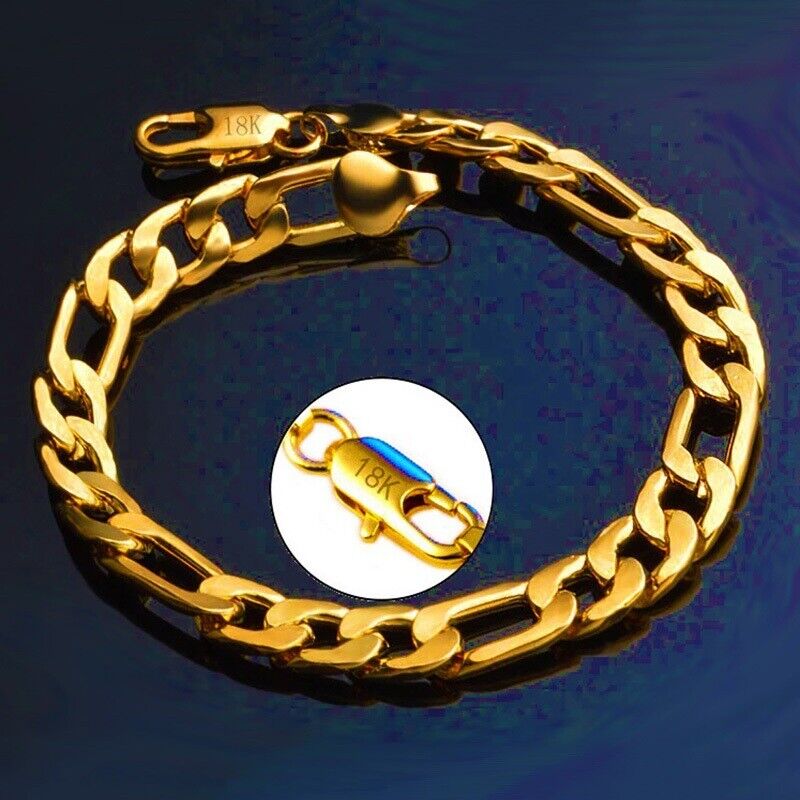 18k Yellow Gold Bracelet Womens 8mm Link Chain w Gift Package