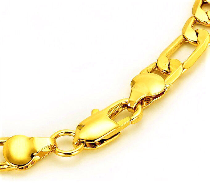 18k Yellow Gold Women's Bracelet Small 7" Elegant Figaro Link Style Chain D471