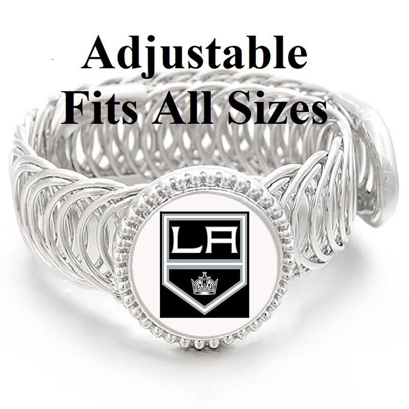 Los Angeles Kings Mens Women'S Silver Link Adjustable Hockey Bracelet Gift D11