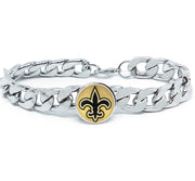 New Orleans Saints Silver Mens Curb Link Chain Bracelet Football Gift D4-1