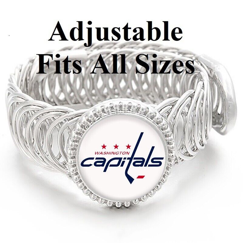 Washington Capitals Mens Women'S Silver Link Adjustable Hockey Bracelet Gift D11