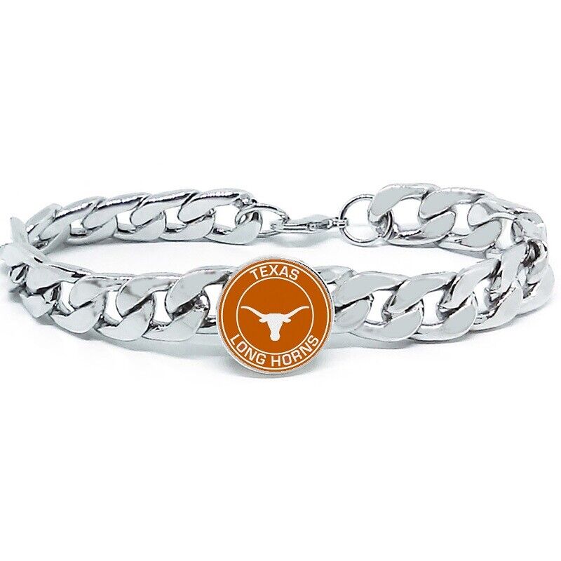 Texas Longhorns Mens Link Chain Bracelet University State College Gift D4