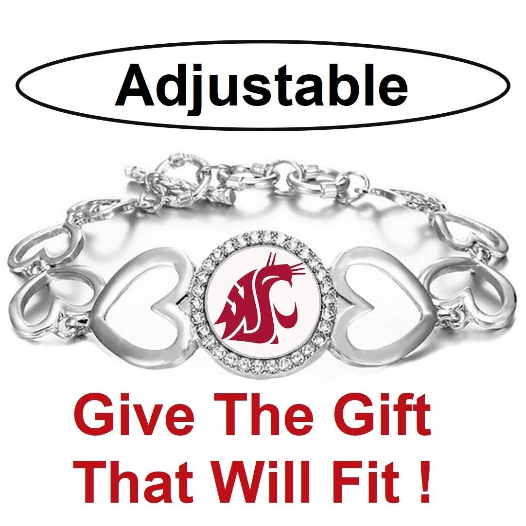 Washington State Cougars Womens Silver Link Bracelet W Gift Pkg D27W