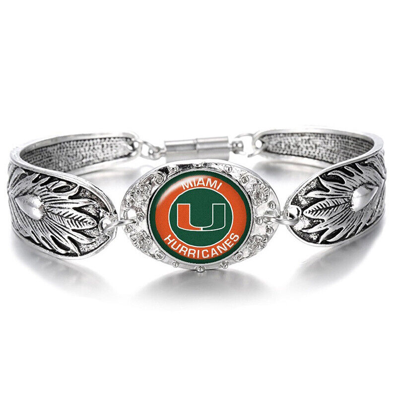 Miami Hurricanes Women'S Sterling Silver Bracelet College Football Gift D3