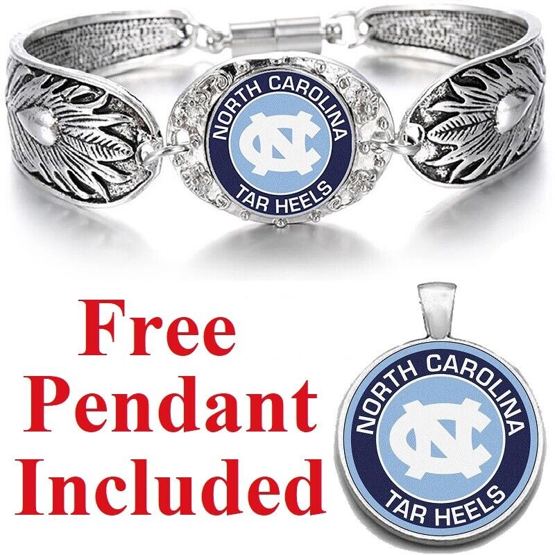 North Carolina Tar Heels Blue Women Sterling Silver Bracelet Jewelry Gift D3