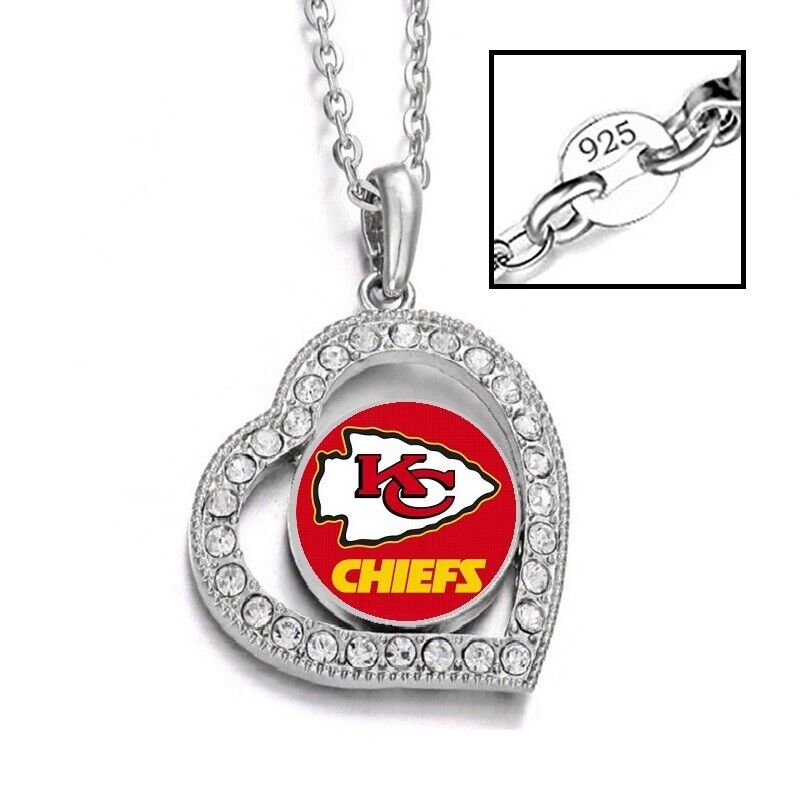 Special Kansas City Chiefs Womens 925 Sterling Silver Link Chain Necklace D19