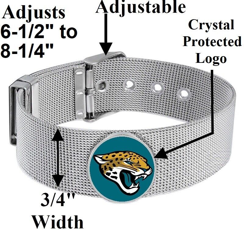 Jacksonville Jaguars Mens Womens Silver Adjustable Bracelet w Gift Pkg D6