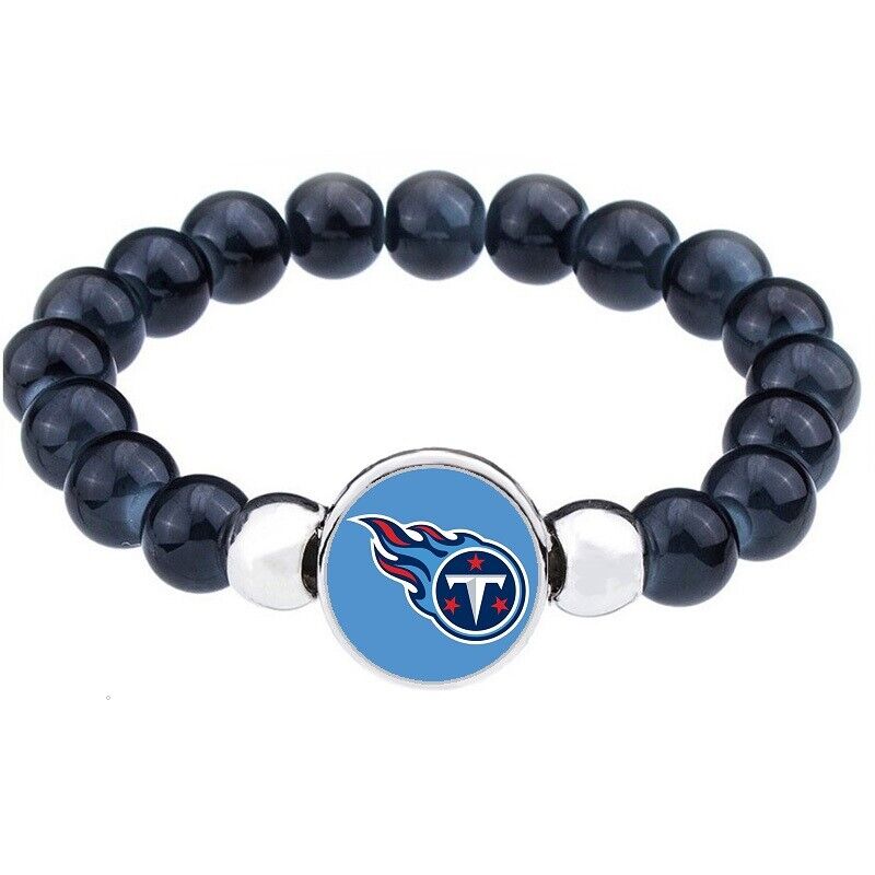 Tennessee Titans Women'S Men'S Black Beaded Link Bracelet W Gift Pkg D1