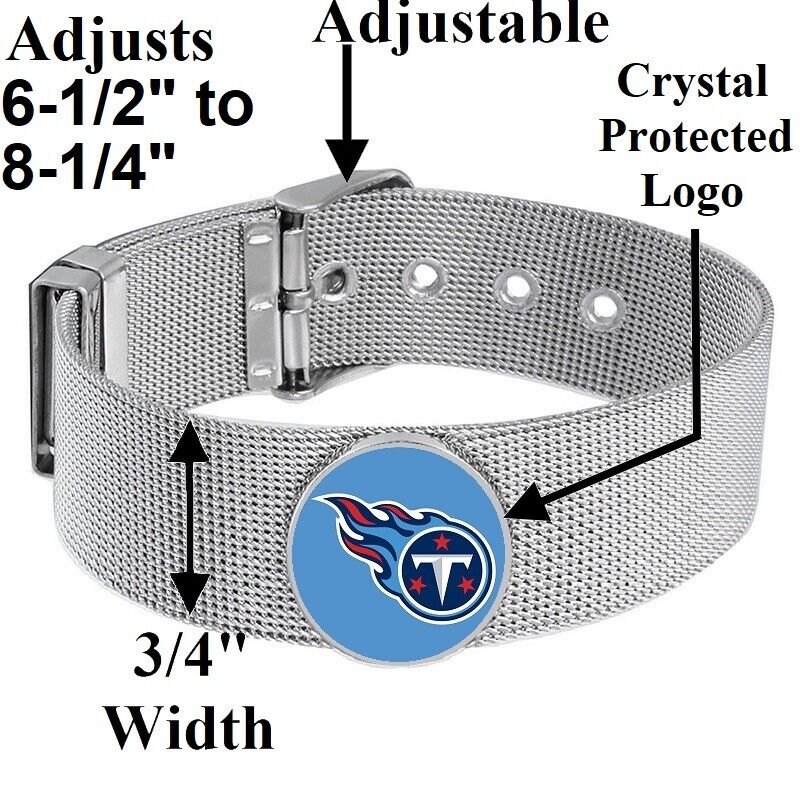 Tennessee Titans Mens Womens Silver Adjustable Bracelet w Gift Pkg D6