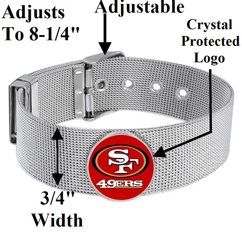 San Francisco 49ers Mens Womens Silver Adjustable Bracelet w Gift Pkg D6