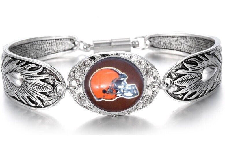 Cleveland Browns Gift Womens 925 Sterling Silver Necklace, Bracelet Set D3D18