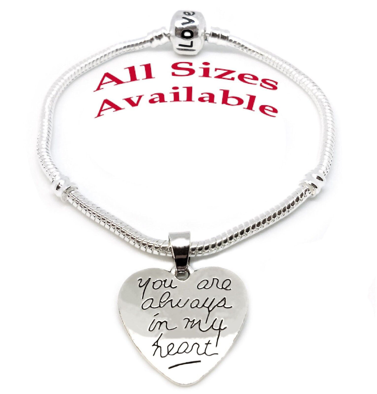 Mothers Day Gift 925 Sterling Silver Womens Love Link Bracelet In My Heart Charm