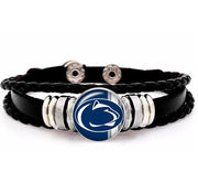 Pennsylvania Penn State University Nittany Lions Black Mens Leather Bracelet D14