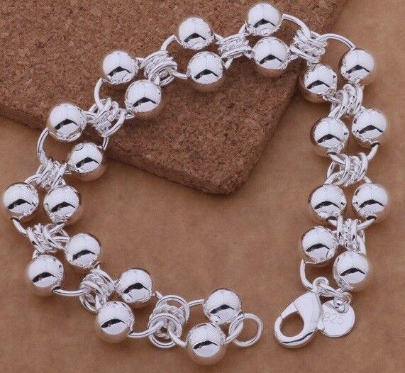 925 Sterling Silver Link Chain Beaded Small Baby Child 5" Bracelet D295