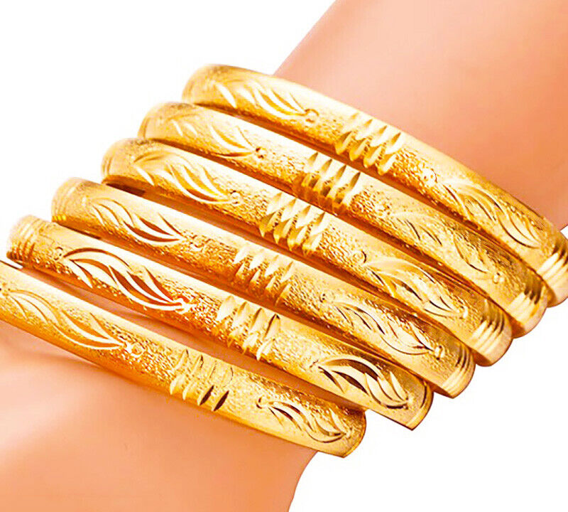 18k Yellow Gold Italian Cut Womens 7-1/2" Bracelet Bangle Opening 8mm Wide D245