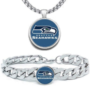 Large Seattle Seahawks Mens Gift Set Stainless 24" Necklace Bracelet D4D30