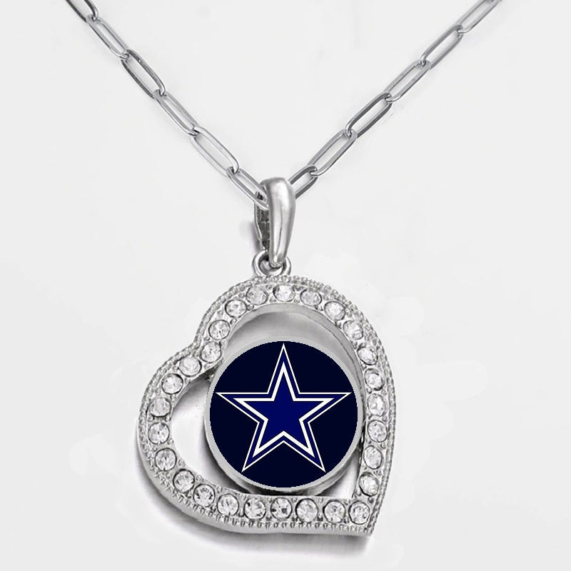 Dallas Cowboys Womens Silver Paper Clip Chain Heart Pendant Necklace D24