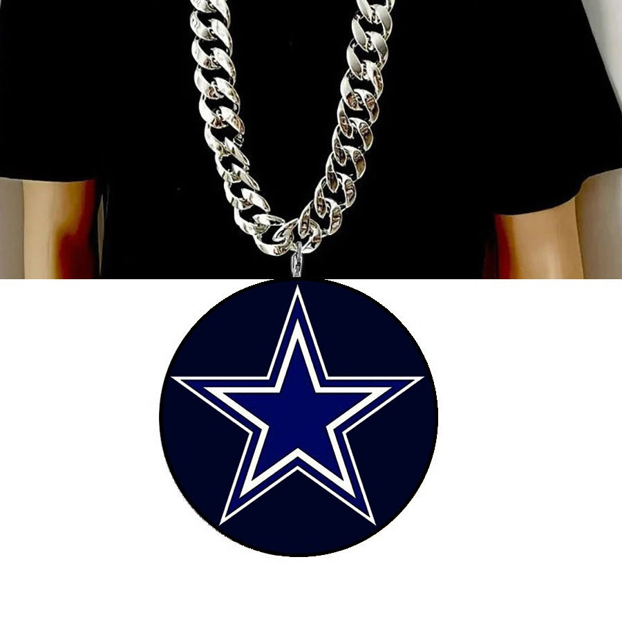 New Big Chain Dallas Cowboys True Blue Stadium Fan Necklace D32
